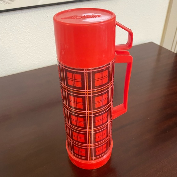 Aladdin Kitchen Vintage Red Plaid Aladdin Pint Glass Insulated